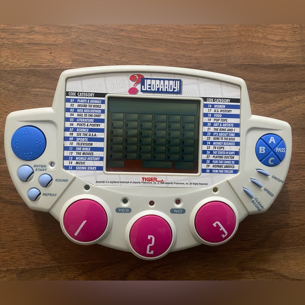 JEOPARDY  Tiger Electronics Handheld Game 1999 Working With Cartridge Vintage